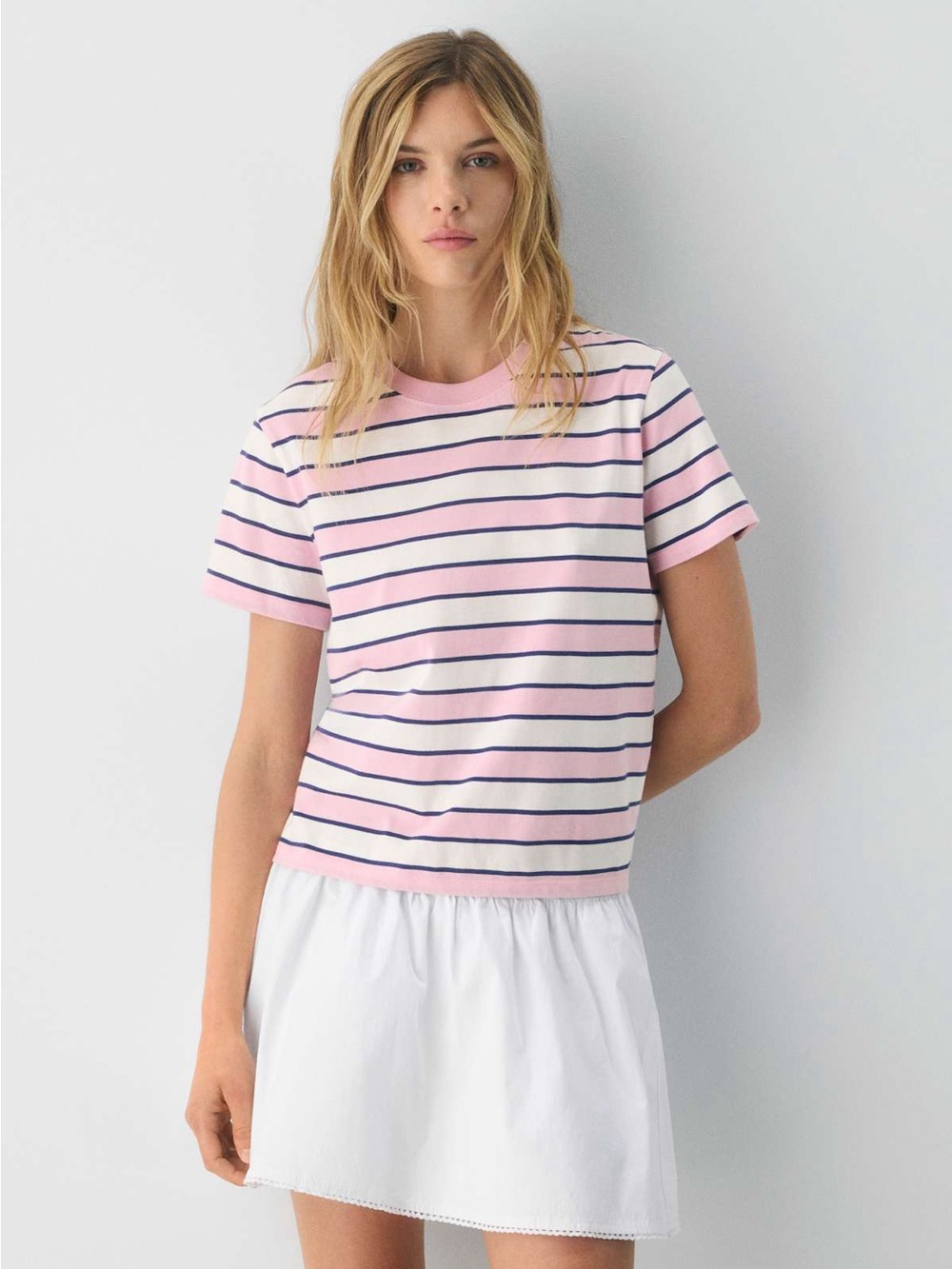 NWT Sunday Best- CottonWhisk™ Emma T-Shirt- Mlkshk Pnk/Lght Brch- small